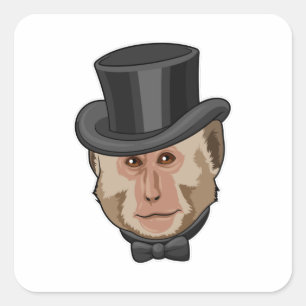 Monkey with Cylinder Square Sticker