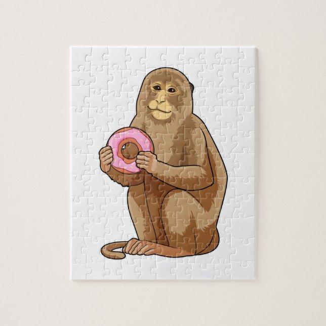 Monkey with Doughnut Jigsaw Puzzle (Vertical)