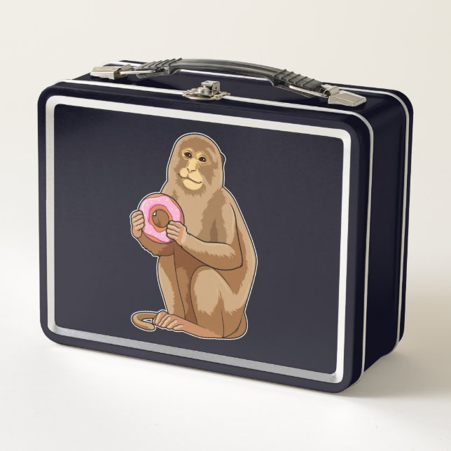 Monkey with Doughnut Metal Lunch Box (Front)