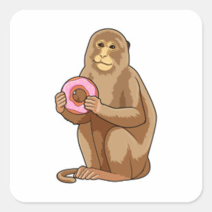 Monkey with Doughnut Square Sticker