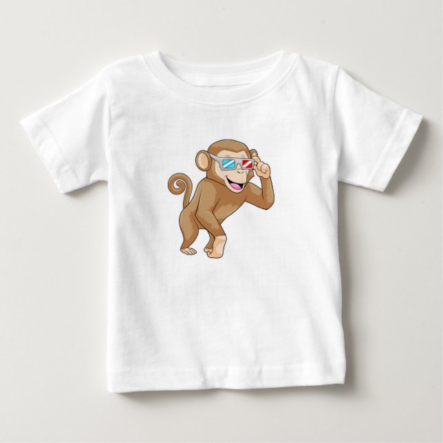 Monkey with Glasses Baby T-Shirt (Front)