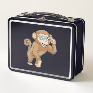 Monkey with Glasses Metal Lunch Box