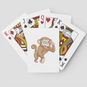 Monkey with Glasses Playing Cards
