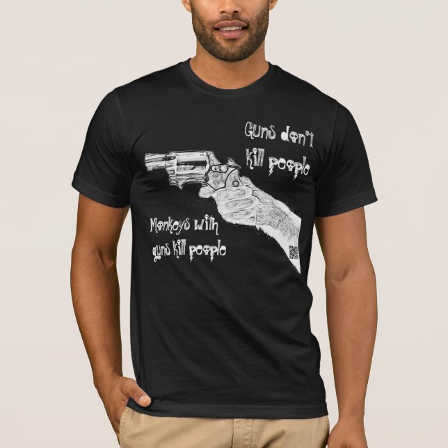 Monkey with guns kill people T-Shirt (Front)