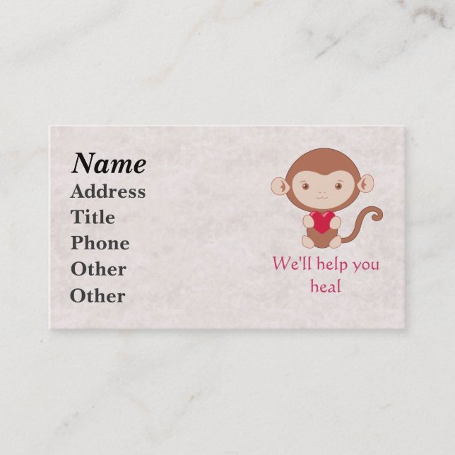 Monkey with heart business card (Front)