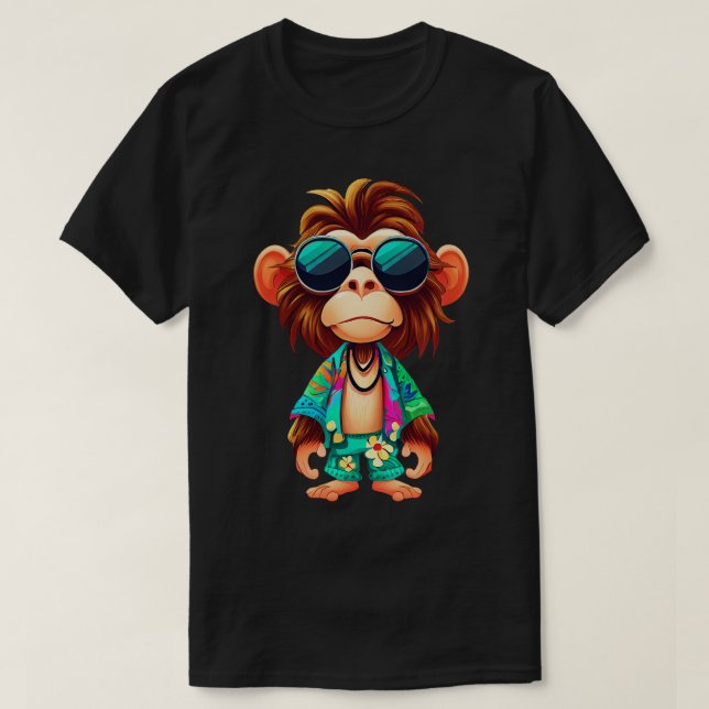 Monkey with Hippie style T-Shirt (Design Front)
