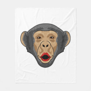 Monkey with Kiss mouth Fleece Blanket