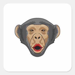 Monkey with Kiss mouth Square Sticker