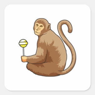Monkey with Lollipop Square Sticker