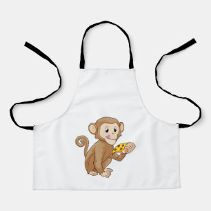 Monkey with Piece of Pizza Apron