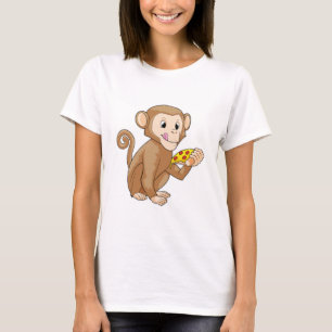 Monkey with Piece of Pizza T-Shirt