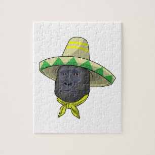 Monkey with Straw hat Jigsaw Puzzle