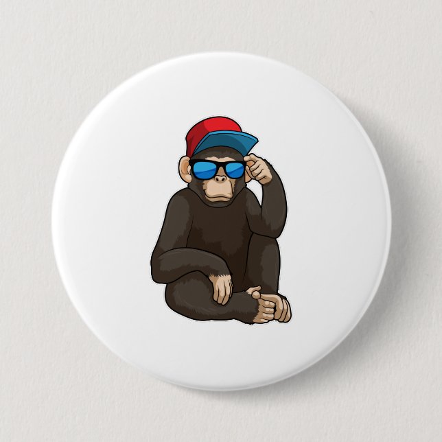 Monkey with Sunglasses 7.5 Cm Round Badge (Front)