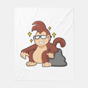 Monkey with Sunglasses Fleece Blanket