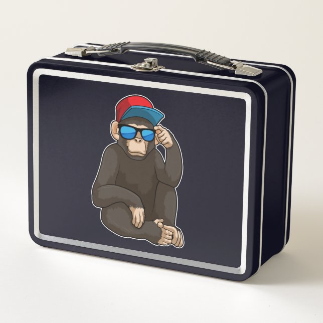 Monkey with Sunglasses Metal Lunch Box (Front)
