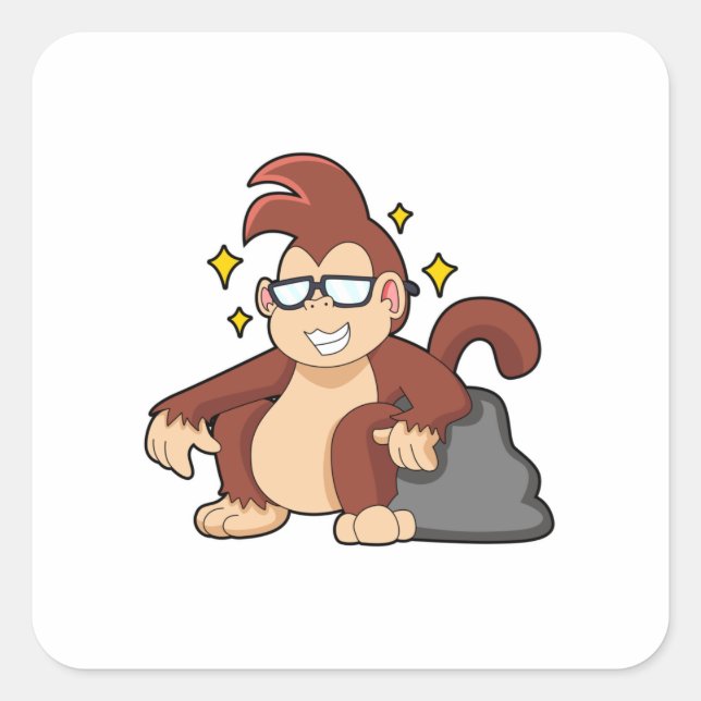 Monkey with Sunglasses Square Sticker (Front)