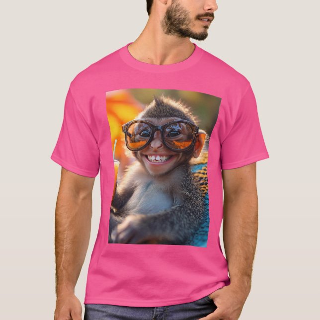 Monkey with sunglasses - Summer Vibes design T-Shirt (Front)