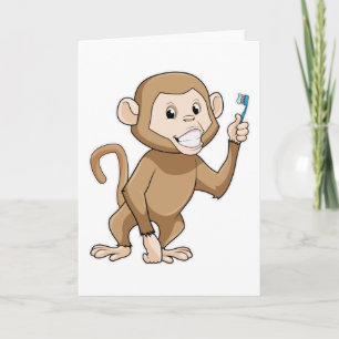 Monkey with Toothbrush Card