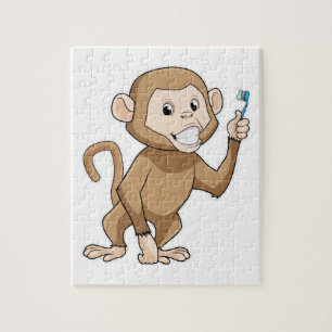 Monkey with Toothbrush Jigsaw Puzzle