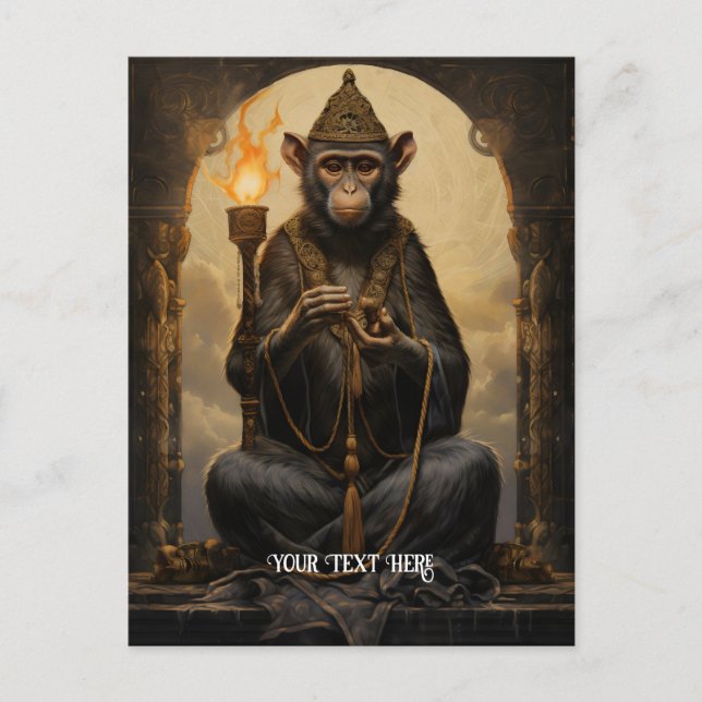 Monkey with torch postcard (Front)