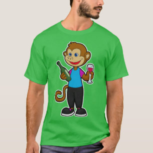 Monkey with Wine glass Wine bottle T-Shirt