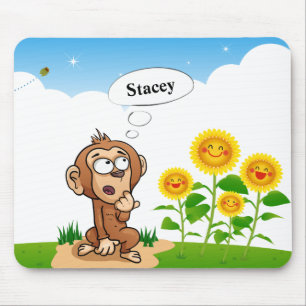 Monkey With Yellow Sunflowers Mouse Mat