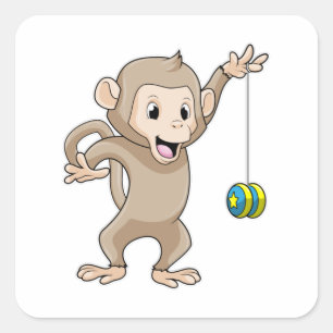 Monkey with Yo-yo Square Sticker