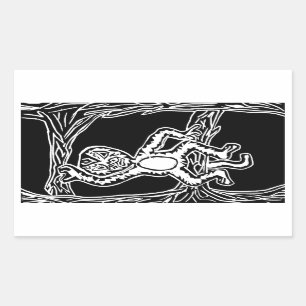 monkey woodprint rectangular sticker