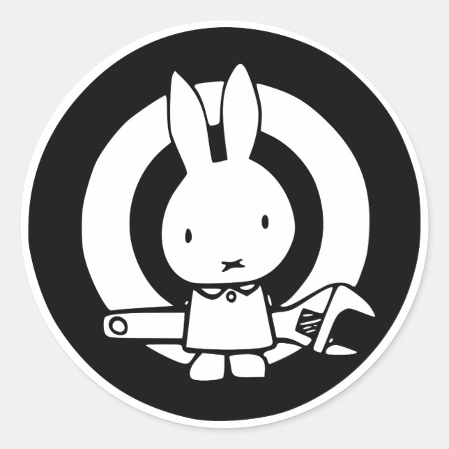 Monkey Wrench Rabbit Classic Round Sticker (Front)