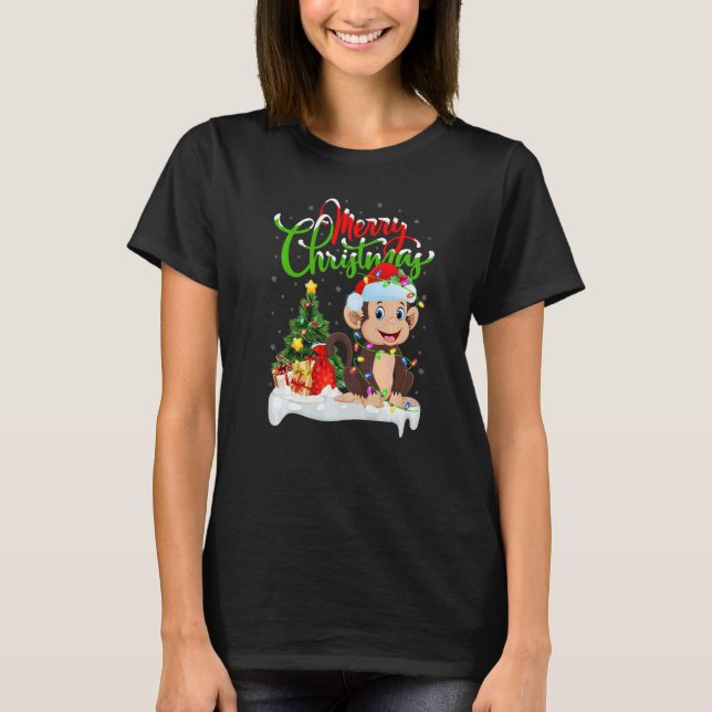 Monkey  Xmas Decorations Santa Monkey Christmas T-Shirt (Front)