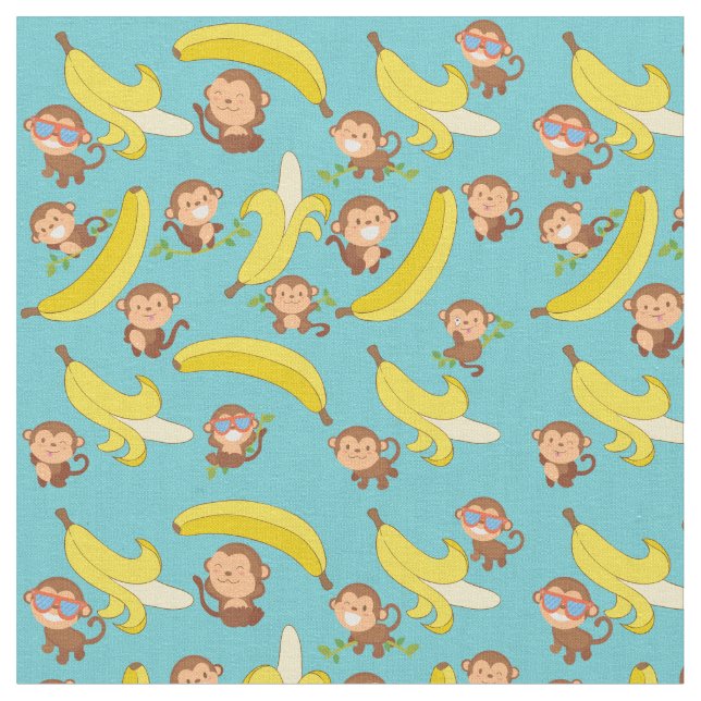 Monkeys and Bananas Fabric (Close Up)