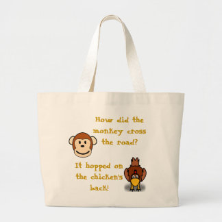 Monkeys and Chickens Large Tote Bag