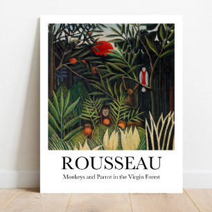 Monkeys and Parrot Virgin Forest Henri Rousseau Poster