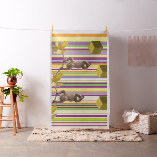 Monkeys Bananas Stripe Colourful Fabric