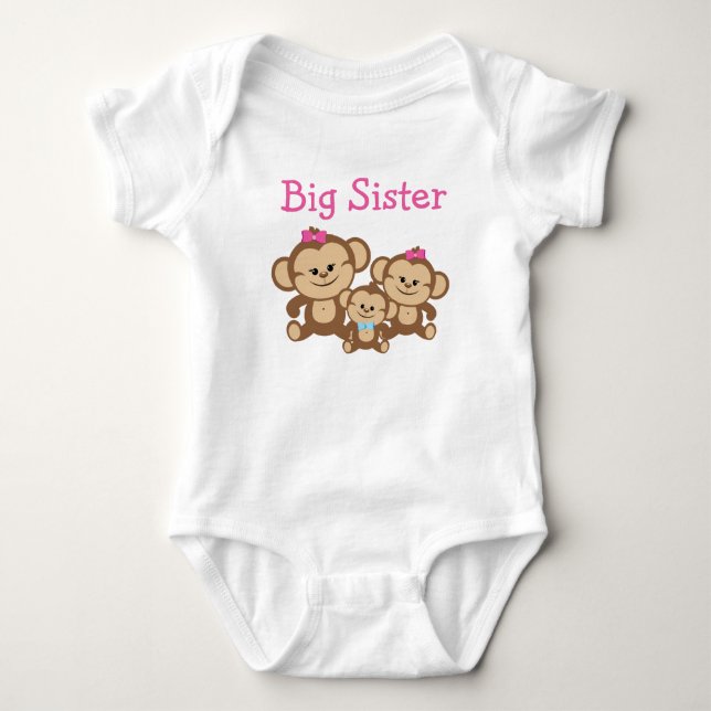 Monkeys Big Sister Baby Bodysuit (Front)
