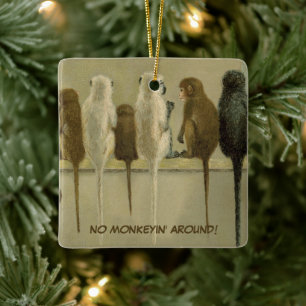 Monkeys Business Birthday From Group Personalised Ceramic Ornament