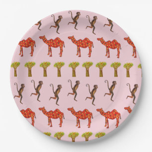 Monkeys, Camel Custom Paper Plates 9 in