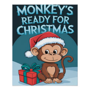 Monkeys Christmas Poster