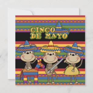 Monkeys Cinco de Mayo Custom  Birthday Invitations