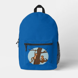 Monkeys climbing the tree cartoon printed backpack