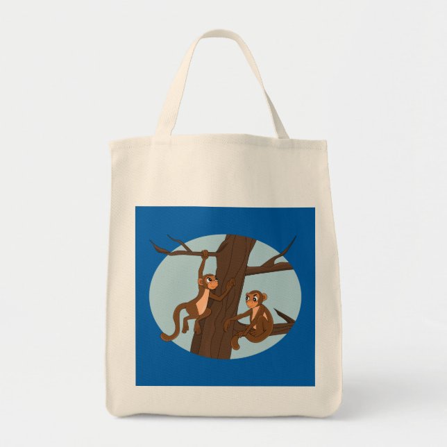 Monkeys climbing the tree cartoon  tote bag (Front)