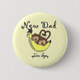 Monkeys Dad of Twin Boys Tshirts and Gifts 6 Cm Round Badge
