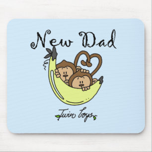 Monkeys Dad of Twin Boys Tshirts and Gifts Mouse Mat