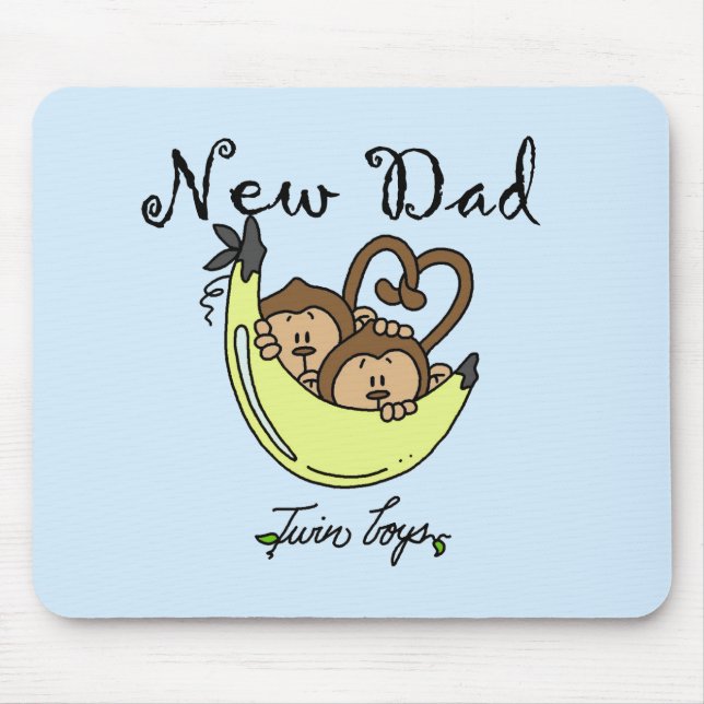 Monkeys Dad of Twin Boys Tshirts and Gifts Mouse Mat (Front)