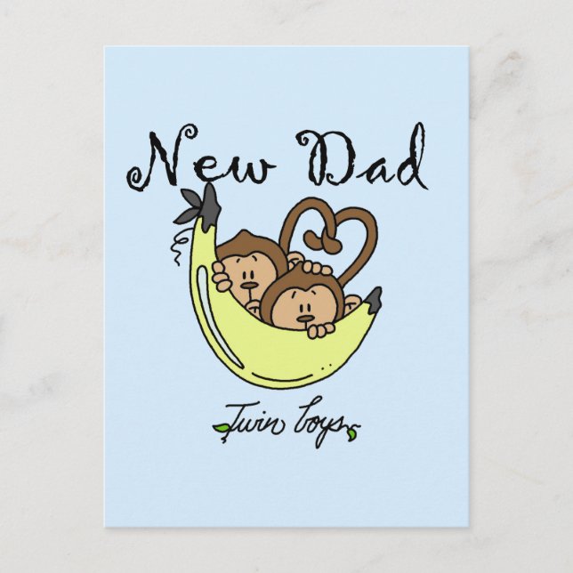 Monkeys Dad of Twin Boys Tshirts and Gifts Postcard (Front)