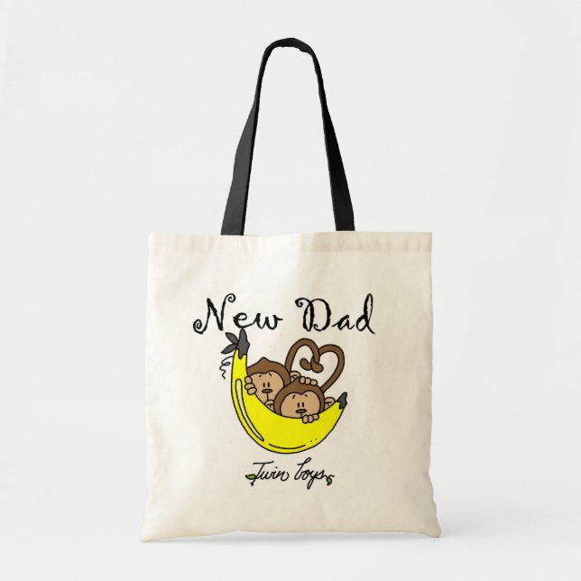 Monkeys Dad of Twin Boys Tshirts and Gifts Tote Bag (Front)