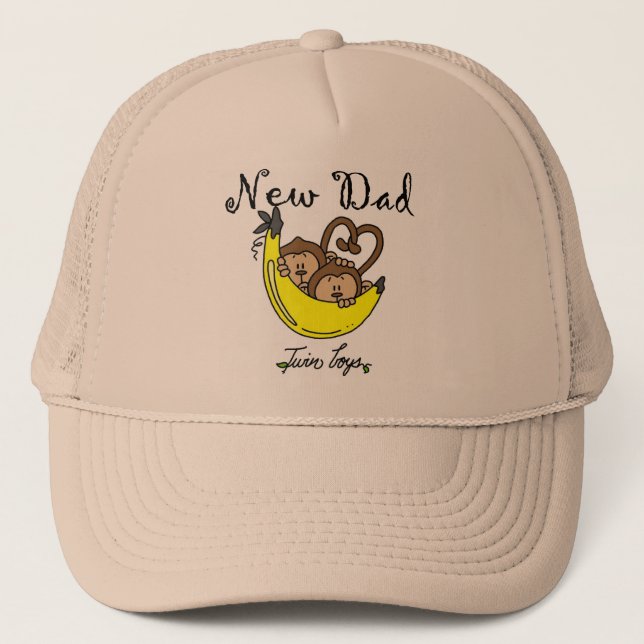 Monkeys Dad of Twin Boys Tshirts and Gifts Trucker Hat (Front)