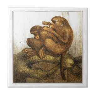 Monkeys Dutch Victorian Art Tile