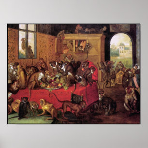Monkey's Feast Poster/Print - Monkey Painting Poster