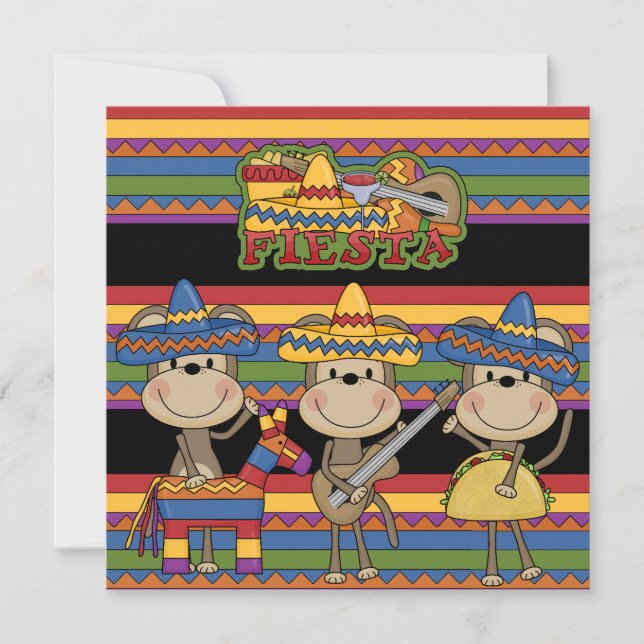 Monkeys Fiesta Customised  Birthday Invitations (Front)